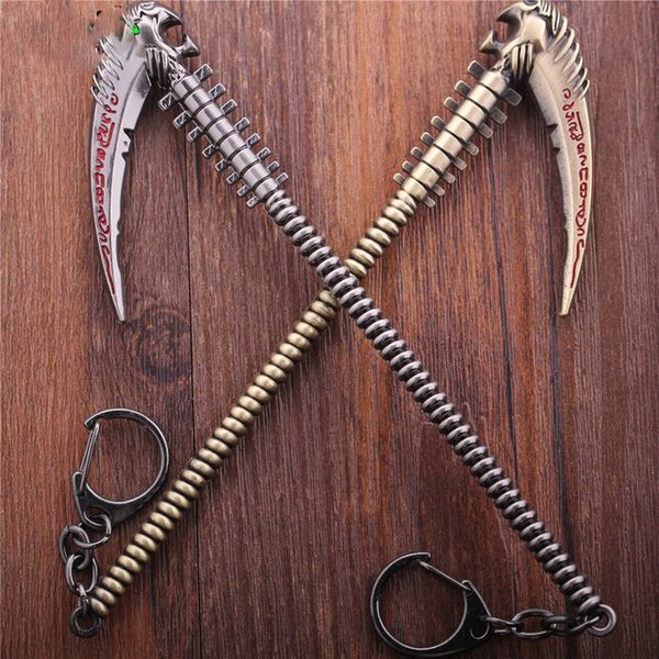 LOL Grim Reaper Karthus Scythe Model Keychain 17cm metal keyring men Jewelry game accessories The Deathsinger Sickle Weapons
LOL Grim Reaper Karthus Scythe Model Keychain 17cm metal keyring men Jewelry game accessories The Deathsinger Sickle Weapons