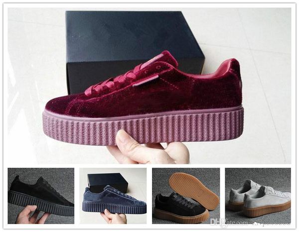 womens rihanna riri fenty platform creeper velvet pack burgundy black grey color brand ladies classic casual shoes36-39 quality
womens rihanna riri fenty platform creeper velvet pack burgundy black grey color brand ladies classic casual shoes36-39 quality
