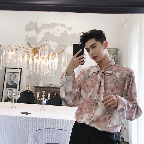 gothic mens shirts pink chemise homme gothique mens floral shirts with bow tie flowers printed luxury vintage club dress, White;black
gothic mens shirts pink chemise homme gothique mens floral shirts with bow tie flowers printed luxury vintage club dress, White;black