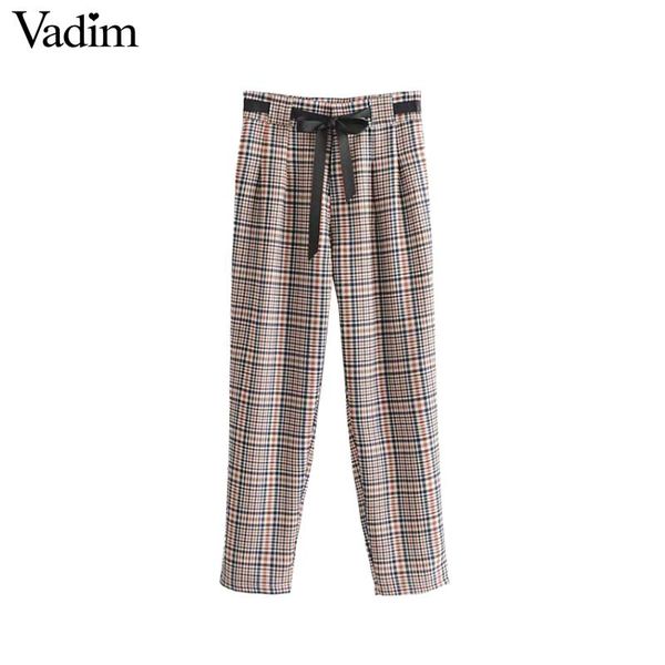 vadim women plaid harem pants bow tie sashes paperbag waist pockets pleated ladies casual chic trousers pantalones ka354, Black;white
vadim women plaid harem pants bow tie sashes paperbag waist pockets pleated ladies casual chic trousers pantalones ka354, Black;white