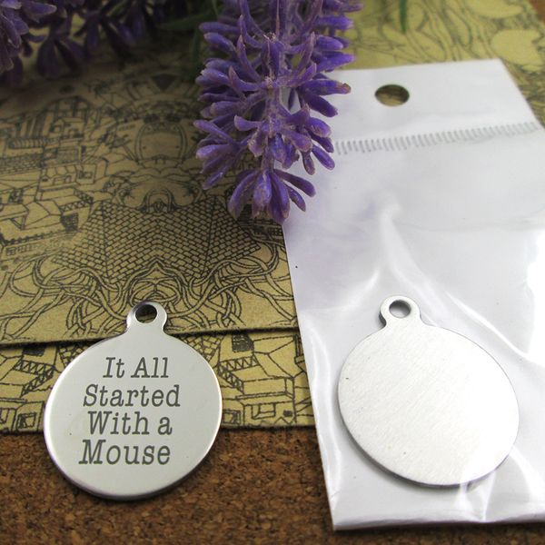40pcs--"it all started with a mouse"stainless steel charms more style for choosing diy charms pendants for necklace, Bronze;silver
40pcs--"it all started with a mouse"stainless steel charms more style for choosing diy charms pendants for necklace, Bronze;silver