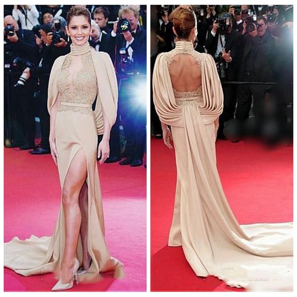 2018 elegant red carpet evening dresses sheath high neck illusion lace appliqued high split formal party gowns open back cheap, Black;red
2018 elegant red carpet evening dresses sheath high neck illusion lace appliqued high split formal party gowns open back cheap, Black;red