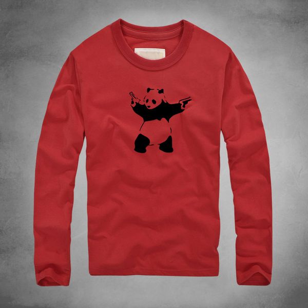 men clothing funny panda shooter print solid color pullover long sleeves tees male spring crew neck, White;black
men clothing funny panda shooter print solid color pullover long sleeves tees male spring crew neck, White;black