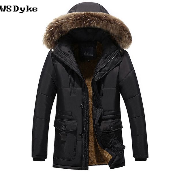2017 new thick warm mens winter parkas plus size casual padded mens jackets and coats with fur hood, Black
2017 new thick warm mens winter parkas plus size casual padded mens jackets and coats with fur hood, Black