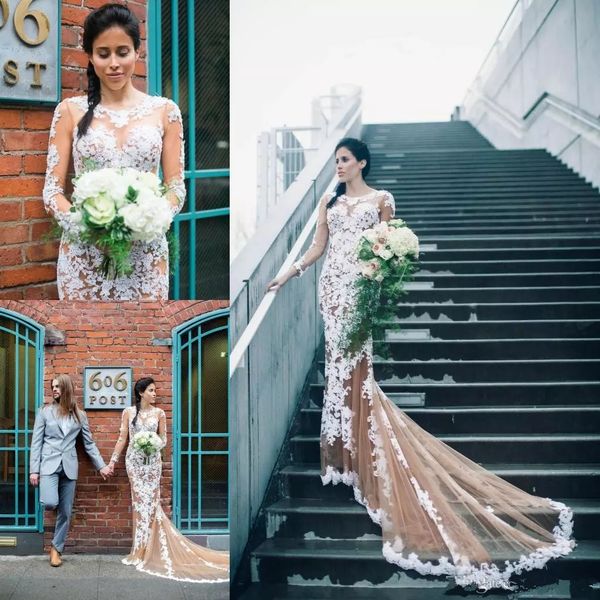 2018 new illusion bodice wedding dresses white appliques champagne mermaid long sleeve bridal gowns arabic custom made vestidos de novia
2018 new illusion bodice wedding dresses white appliques champagne mermaid long sleeve bridal gowns arabic custom made vestidos de novia