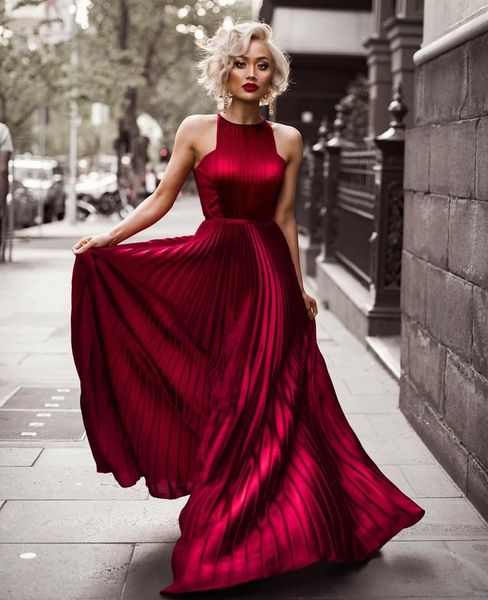 2020 burgundy halter a line wrinkles long prom dresses blake lively evening gowns celebrity dress for red carpet gossip girl party wear, Black
2020 burgundy halter a line wrinkles long prom dresses blake lively evening gowns celebrity dress for red carpet gossip girl party wear, Black