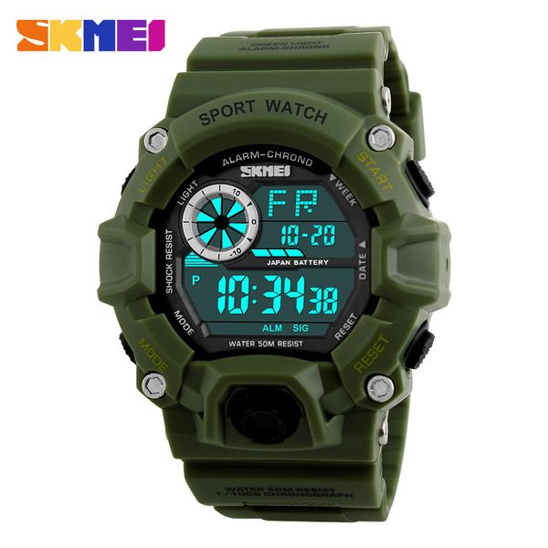 

skmei brand relogio new men sports watch led digital multifunction 50m dive swim fashion dress outdoor wrist watches, Slivery;brown