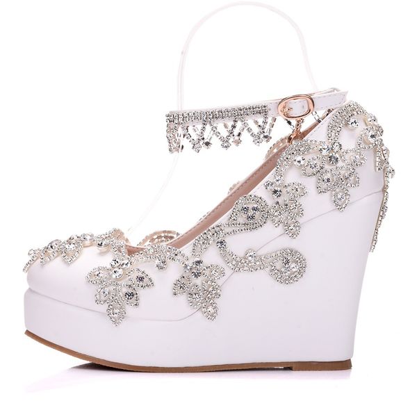 new crystal chain round toe shoes for women white heels fashion platform beading wedding shoes wedge heel shoes plus size bridal heels, Black
new crystal chain round toe shoes for women white heels fashion platform beading wedding shoes wedge heel shoes plus size bridal heels, Black