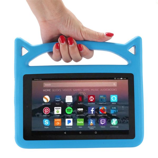 for Amazon Kindle Fire HD8 2016/2017 Back Cover Fire7 2015/2017 Kids Safe EVA Rubber Handle Stand Case HD10 10inch Tablet Accessories