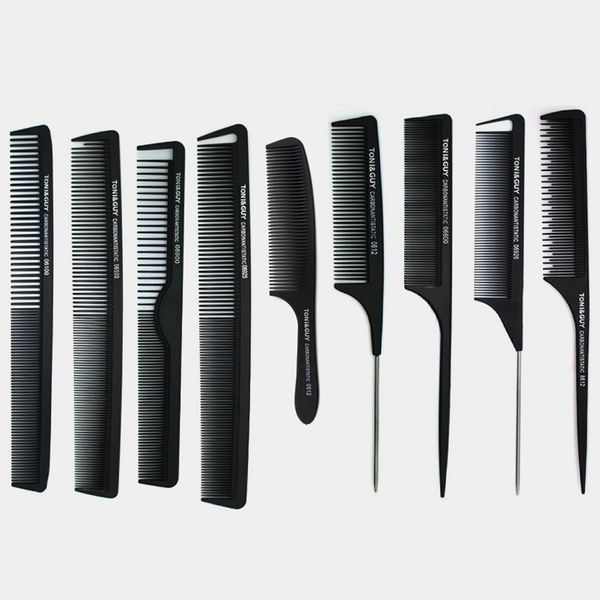 9 pcs comb set professional hair cutting carbon comb in different designs, carbon antistatic set for salon ct-08, Silver
9 pcs comb set professional hair cutting carbon comb in different designs, carbon antistatic set for salon ct-08, Silver