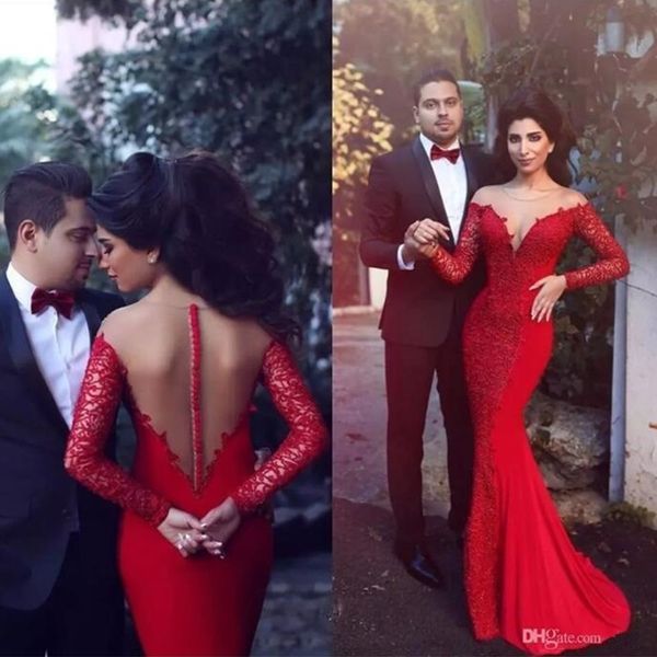 arabic red mermaid dresses evening dresses sheer jewel lace applique chiffon beaded trumpet long prom formal dress pageant gowns, Black
arabic red mermaid dresses evening dresses sheer jewel lace applique chiffon beaded trumpet long prom formal dress pageant gowns, Black