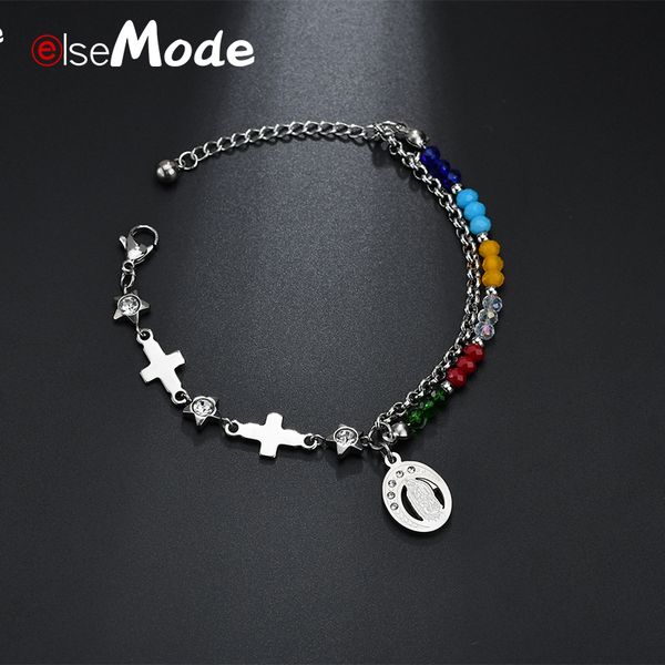 elsemode vintage virgin mary/cross double layers chain bracelets&bangles stainless steel for women charming gifts jewelry, Black
elsemode vintage virgin mary/cross double layers chain bracelets&bangles stainless steel for women charming gifts jewelry, Black
