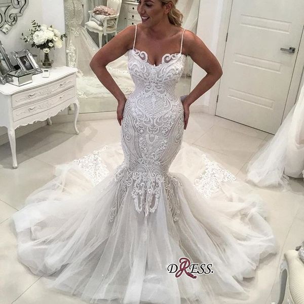 wedding dresses spaghetti straps 3d lace appliques country wedding dress count train back zipper custom made bridal gowns, White
wedding dresses spaghetti straps 3d lace appliques country wedding dress count train back zipper custom made bridal gowns, White