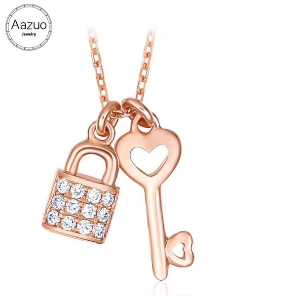 aazuo 18k rose gold real diamond lovely heart key lock pendent necklace gifted for women engagement wedding link chain 45cm, Silver
aazuo 18k rose gold real diamond lovely heart key lock pendent necklace gifted for women engagement wedding link chain 45cm, Silver