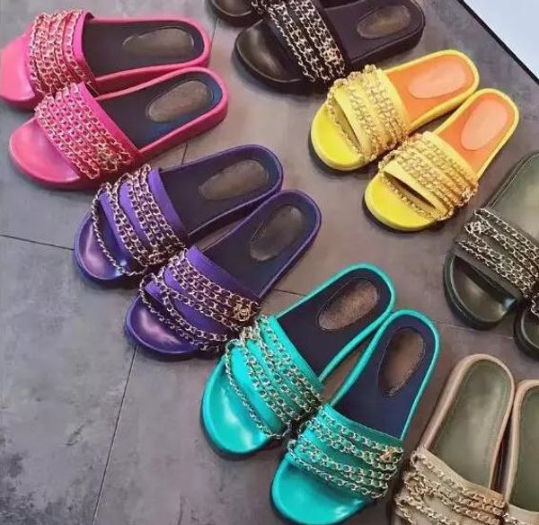 Actual shoes! 23 Color big size 40 41 42 genuine leather chain slide flat sandals luxury women designer outdoor beach fashion causal rubber
Actual shoes! 23 Color big size 40 41 42 genuine leather chain slide flat sandals luxury women designer outdoor beach fashion causal rubber
