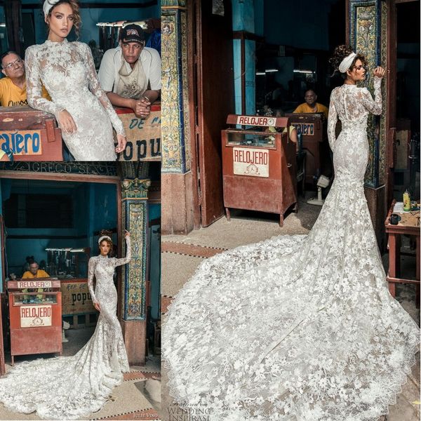 2018 julie vino mermaid wedding dresses with long sleeves high neck full lace floral bridal gowns arabic dubai vestidos de noiva, White
2018 julie vino mermaid wedding dresses with long sleeves high neck full lace floral bridal gowns arabic dubai vestidos de noiva, White
