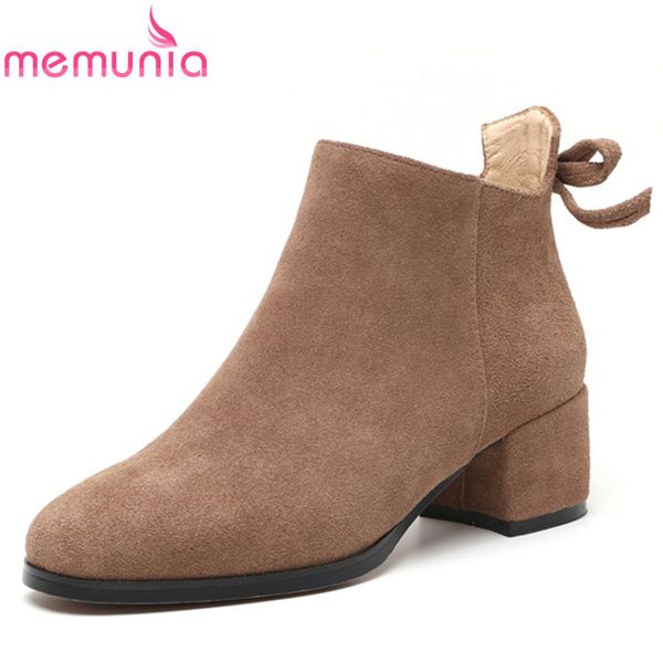 memunia 2018 new arrival cow suede leather autumn winter boots round toe zip bowknot square heels shoes ankle boots for women, Black
memunia 2018 new arrival cow suede leather autumn winter boots round toe zip bowknot square heels shoes ankle boots for women, Black