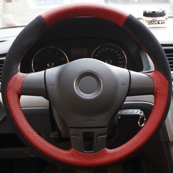 red genuine leather black suede hand-stitched car steering wheel cover for volkswagen vw tiguan lavida passat b7 jetta mk6
red genuine leather black suede hand-stitched car steering wheel cover for volkswagen vw tiguan lavida passat b7 jetta mk6