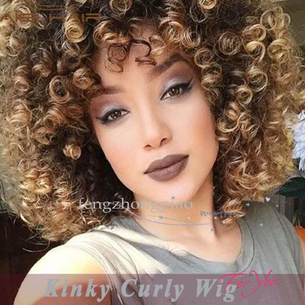 wholesale - mix colors ombre brown kinky curly full wigs heat resistant glueless synthetic wigs for black women
wholesale - mix colors ombre brown kinky curly full wigs heat resistant glueless synthetic wigs for black women