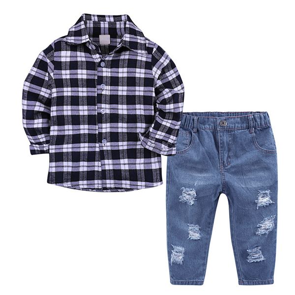 cotton boys clothes set spring autumn children clothing baby boys long sleeve plaid shirt denim pants suit 2pcs, White
cotton boys clothes set spring autumn children clothing baby boys long sleeve plaid shirt denim pants suit 2pcs, White