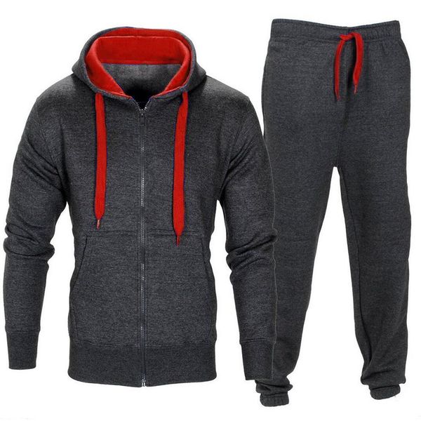 new fashion men's slim hoodie sweater coat pants set stretchy trousers hooded coat jacket tracksuit set for men, Gray
new fashion men's slim hoodie sweater coat pants set stretchy trousers hooded coat jacket tracksuit set for men, Gray