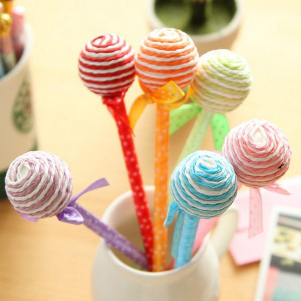 

1 pc novelty cute ball lollipops ballpoint pen children kawaii candy cute stationery school supplies random color, Blue;orange