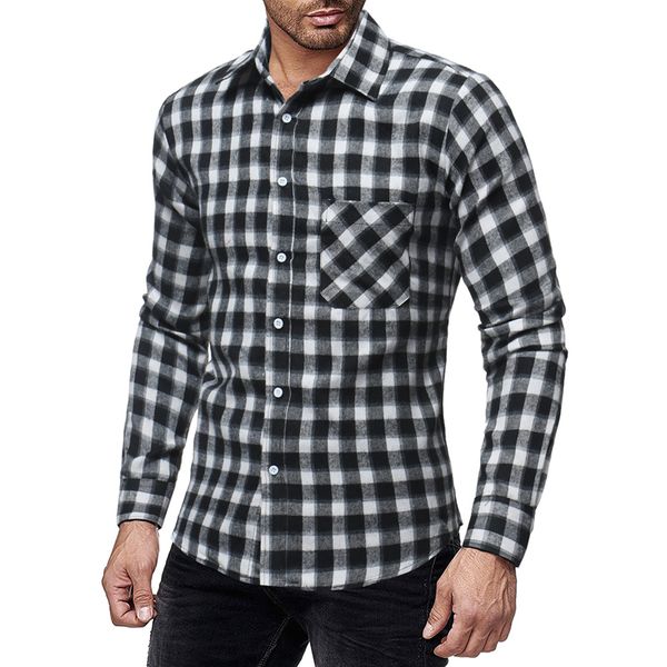 2018 autumn and winter new thick plaid men's casual slim long-sleeved plaid shirt printed casual long-sleeved business shirt, White;black
2018 autumn and winter new thick plaid men's casual slim long-sleeved plaid shirt printed casual long-sleeved business shirt, White;black