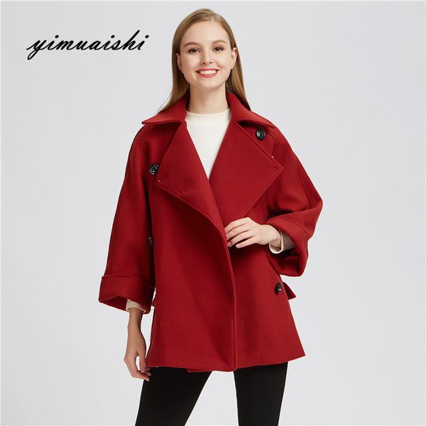 2018 winter coat women wide lapel belt pocket wool blend coat oversize long red trench outwear wool women, Black
2018 winter coat women wide lapel belt pocket wool blend coat oversize long red trench outwear wool women, Black