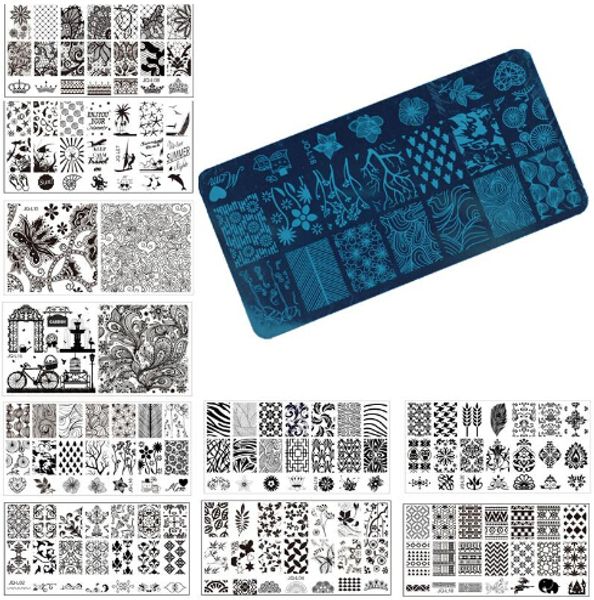 

wholesale nail art stamp stamping image plate 6*12cm stainless steel nail template manicure stencil tools 20 styles for choose, White