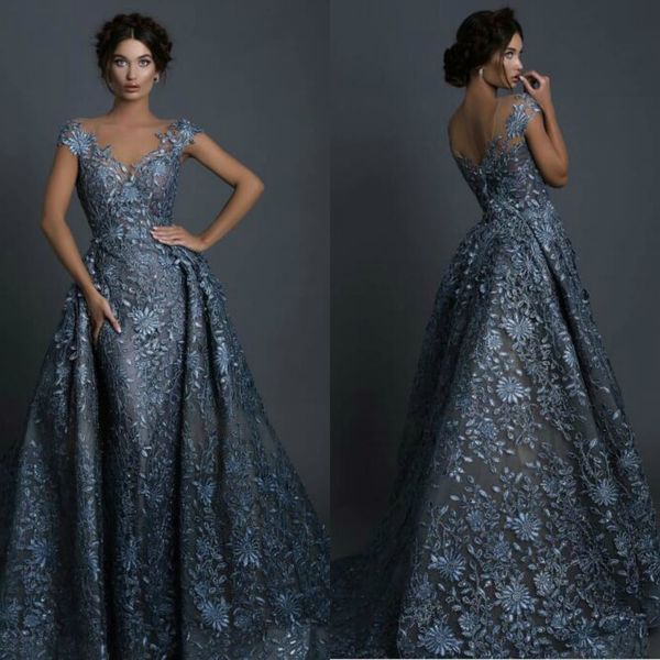 zuhair murad 2019 mermaid prom dresses with detachable skirt full lace applique cap sleeves evening gown sheer v neck formal dress party, Black
zuhair murad 2019 mermaid prom dresses with detachable skirt full lace applique cap sleeves evening gown sheer v neck formal dress party, Black