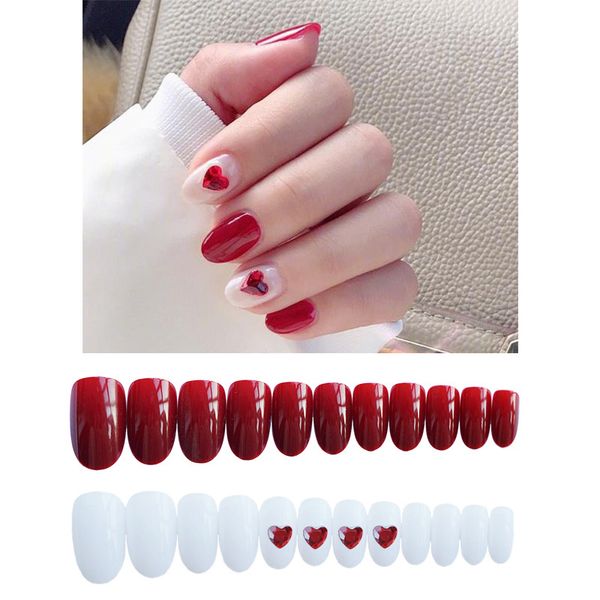24pcs/set cute heart shaped red diamond false nails handmade mixed red white nail art decoration fake nails manicure tools, Red;gold
24pcs/set cute heart shaped red diamond false nails handmade mixed red white nail art decoration fake nails manicure tools, Red;gold