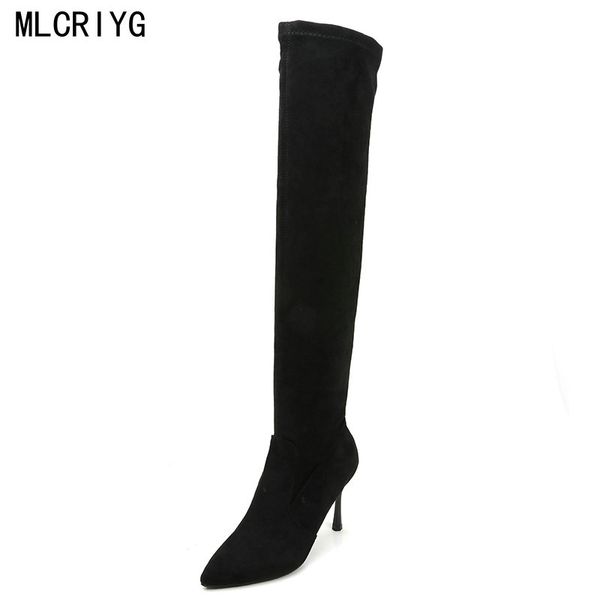 2018 new autumn women's boots high heels fashion shoes woman over the knee thin heel ladies vintage wild footwear, Black
2018 new autumn women's boots high heels fashion shoes woman over the knee thin heel ladies vintage wild footwear, Black