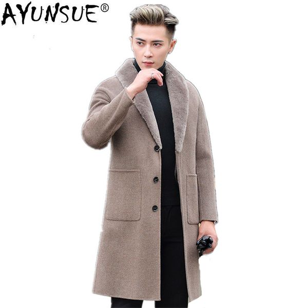 men's wool & blends ayunsue 100% coat autumn winter jacket men lamb fur collar double-faced woolen coats duck down liner windbreaker my, Black
men's wool & blends ayunsue 100% coat autumn winter jacket men lamb fur collar double-faced woolen coats duck down liner windbreaker my, Black