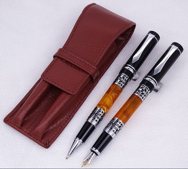 yiren 675 celluloid silver flower pattern fountain pen & roller pen with real leather coffee pencil case washed cowhide case
yiren 675 celluloid silver flower pattern fountain pen & roller pen with real leather coffee pencil case washed cowhide case
