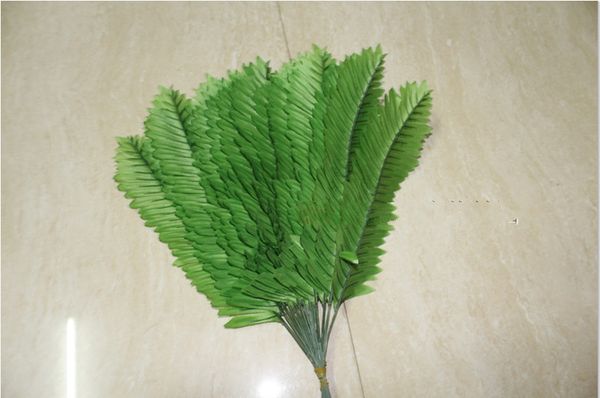 

wholesale-38 cm fabric wedding home decor phoenix coconut sago palm tree artificial plant fern branches leave fake foliage bonsai