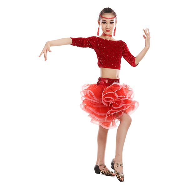 velvet ruffle dance skirt for girls children kids latin dance dress practice ballroom competition tango rumba salsa dancing set, Black;red
velvet ruffle dance skirt for girls children kids latin dance dress practice ballroom competition tango rumba salsa dancing set, Black;red
