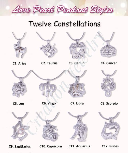 12 pieces /lot new fashion twelve constellations cages multi styles pendants can put pearls silver high quality
12 pieces /lot new fashion twelve constellations cages multi styles pendants can put pearls silver high quality