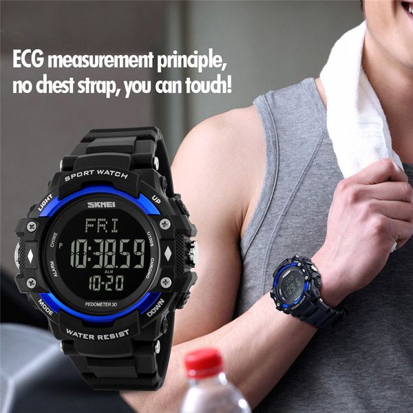 

sport watches men pedometer heart rate monitor calories counter fitness digital watch outdoor skmei brand wristwatches