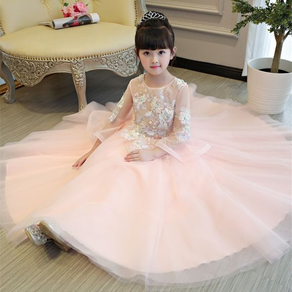 lovely ball gown beaded girls pageant dresses long sleeves flower girl dress tulle 3d appliqued floor length tulle kids holy communion dress, White;red
lovely ball gown beaded girls pageant dresses long sleeves flower girl dress tulle 3d appliqued floor length tulle kids holy communion dress, White;red