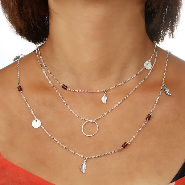 new fashion gold silver strip 3 layers chain beads leaf pendants necklaces coin circle bar lariat choker necklaces women jewelry
new fashion gold silver strip 3 layers chain beads leaf pendants necklaces coin circle bar lariat choker necklaces women jewelry