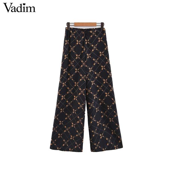 vadim women chic chains print wide leg pants elastic waist vintage female casual full length trousers pantalones ka401, Black;white
vadim women chic chains print wide leg pants elastic waist vintage female casual full length trousers pantalones ka401, Black;white