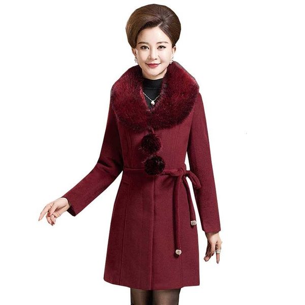 gifts for mothers winter woolen coat women warm dark buckle large fur collar long wool overcoat thickening middle-aged parka 068, Black
gifts for mothers winter woolen coat women warm dark buckle large fur collar long wool overcoat thickening middle-aged parka 068, Black