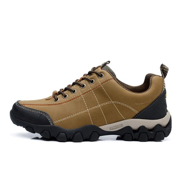 sell brand trekking shoes men outdoor waterproof mountain climbing sneakers leather hiking boots autumn winter trainers men, Black