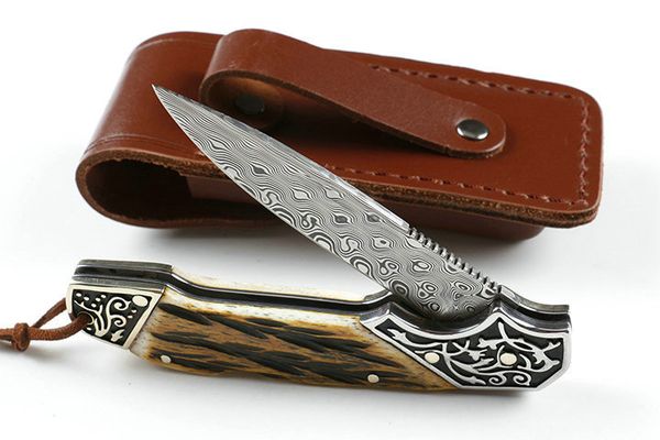 Folding Pocket Knife Creator 3.3 Inch Damascus 59HRC Blade EDC Tools Antlers Handle Tactical Outdoor Camping Hunting Utility Knives P201F
Folding Pocket Knife Creator 3.3 Inch Damascus 59HRC Blade EDC Tools Antlers Handle Tactical Outdoor Camping Hunting Utility Knives P201F
