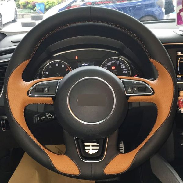 hand-stitched car steering wheel cover orange black leather for audi q3 q5 2013 2014 2015
hand-stitched car steering wheel cover orange black leather for audi q3 q5 2013 2014 2015