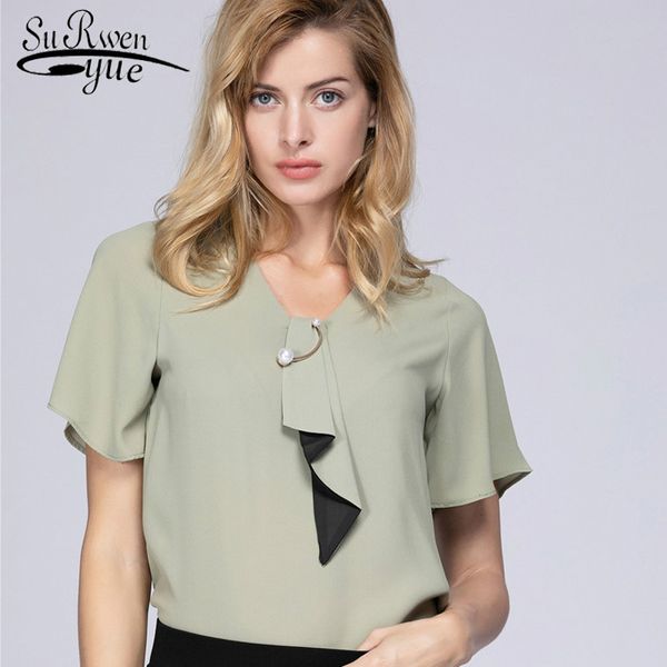2018 new spring women fashion female short sleeved blouses plus size casual simple women clothing chiffon blouses d560 30, White
2018 new spring women fashion female short sleeved blouses plus size casual simple women clothing chiffon blouses d560 30, White