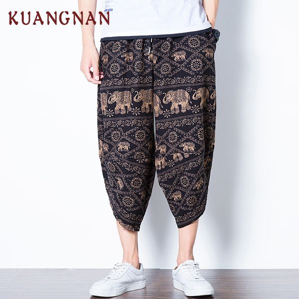 kuangnan casual calf-length pants men linen trousers fashions streetwear wide leg pants men linen jogger 2018 new, Black 
kuangnan casual calf-length pants men linen trousers fashions streetwear wide leg pants men linen jogger 2018 new, Black