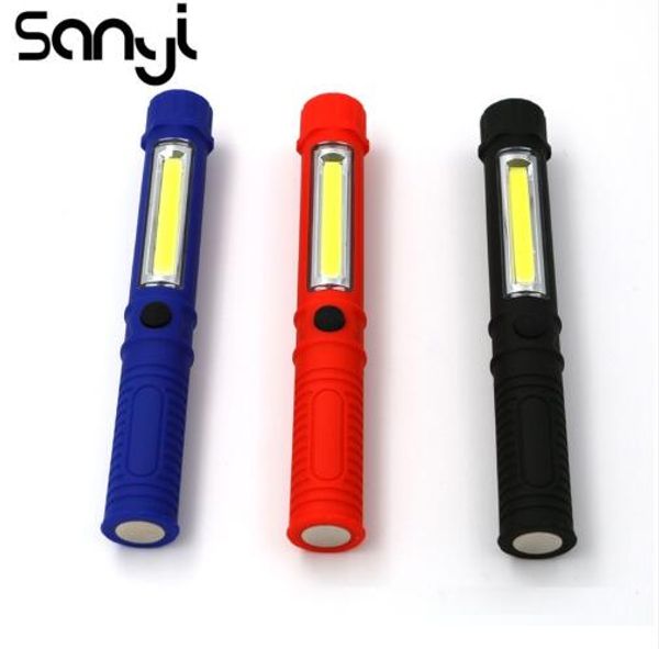 Portable Mini Light Working Inspection Light Cob Led Multifunction Maintenance Flashlight Hand Torch Lamp With Magnet Aaa