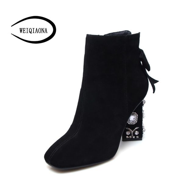 weiqiaona big size 34-43 women shoes cow suede luxury crystal high heels zipper with bow pionted toe ladies shoes dress, Black
weiqiaona big size 34-43 women shoes cow suede luxury crystal high heels zipper with bow pionted toe ladies shoes dress, Black