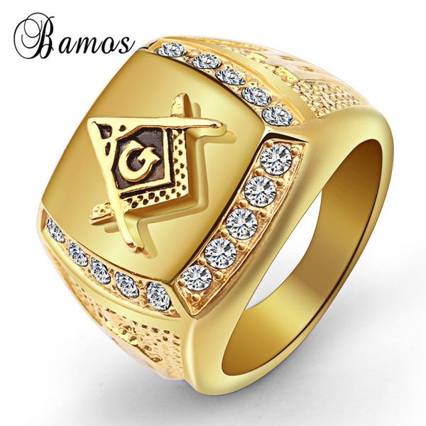 bamos luxury ason zircon finger ring gold color stainless steel big rings for men vintage punk masonic jewelry gift, Golden;silver
bamos luxury ason zircon finger ring gold color stainless steel big rings for men vintage punk masonic jewelry gift, Golden;silver